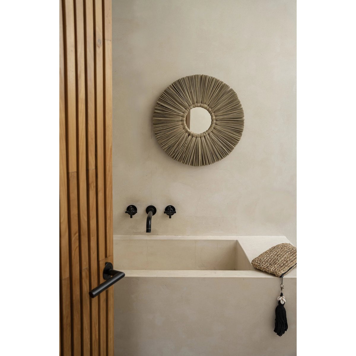 Miroir en herbe et verre ALANG beige, BAZAR BIZAR