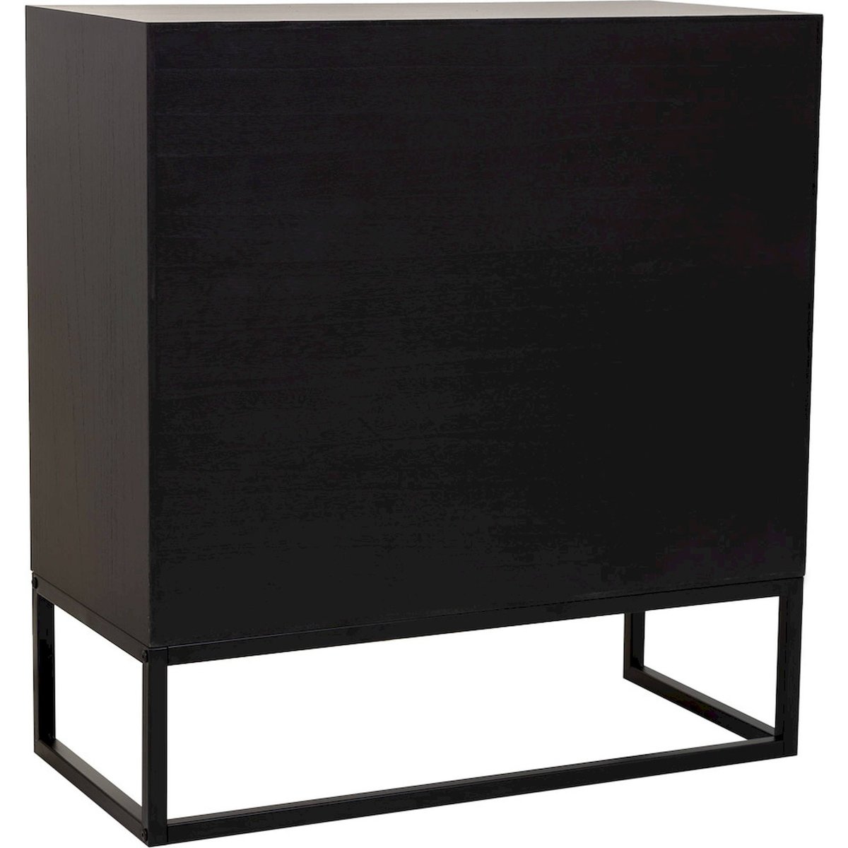 Commode en métal et bois, Effet graphique bois marron graphique et noir mat, RECOLLECTION