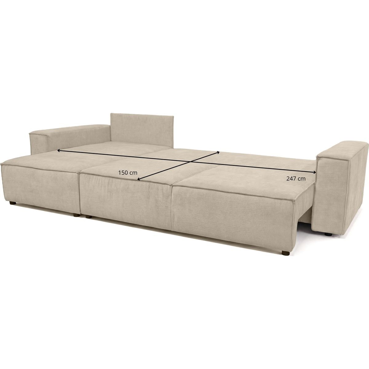 Canapé d'angle convertible 5 places en tissu chenille - HARPER beige foncé, HOMIFAB