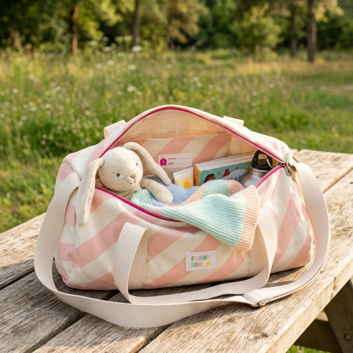 Sac bowling enfant en coton - POP rose, écru, SAUTHON