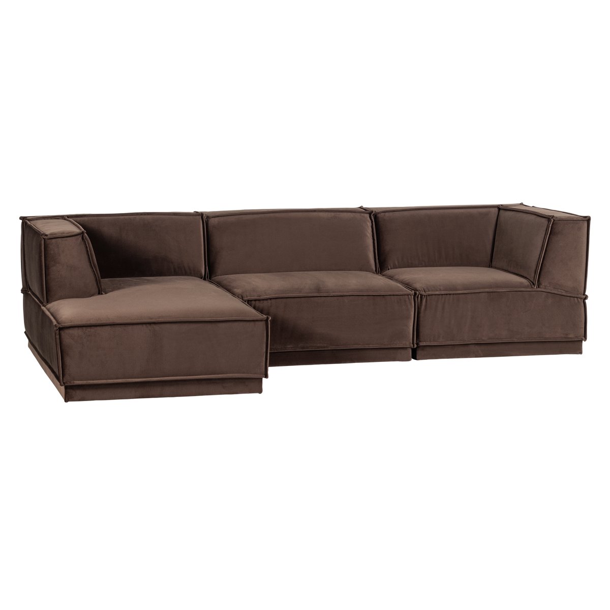 Canapé d'angle gauche en chenille MANU marron, WOOOD