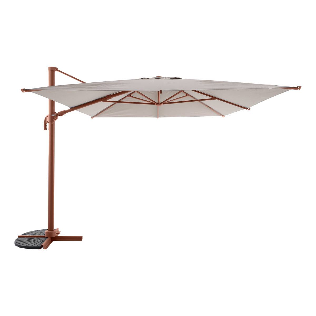 Parasol déporté rectangulaire inclinable 4x3m en aluminium MELHIA marron acajou, HESPERIDE