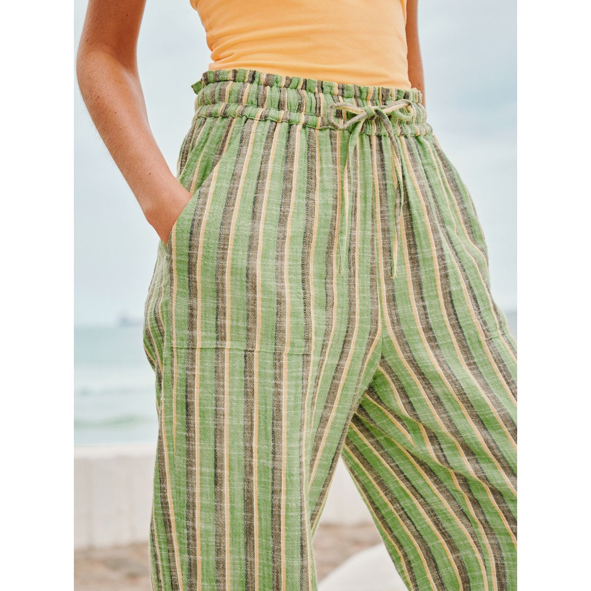 Pantalon ballon double gaze vert à rayures, NEXT