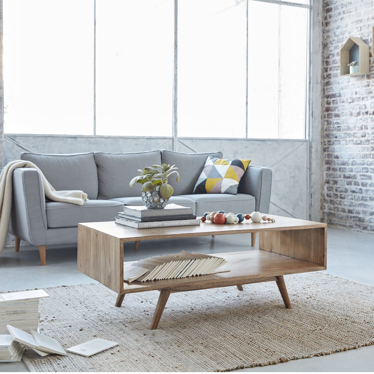 Table basse en bois massif 120 cm  ODDA naturel, BERAH GETAH