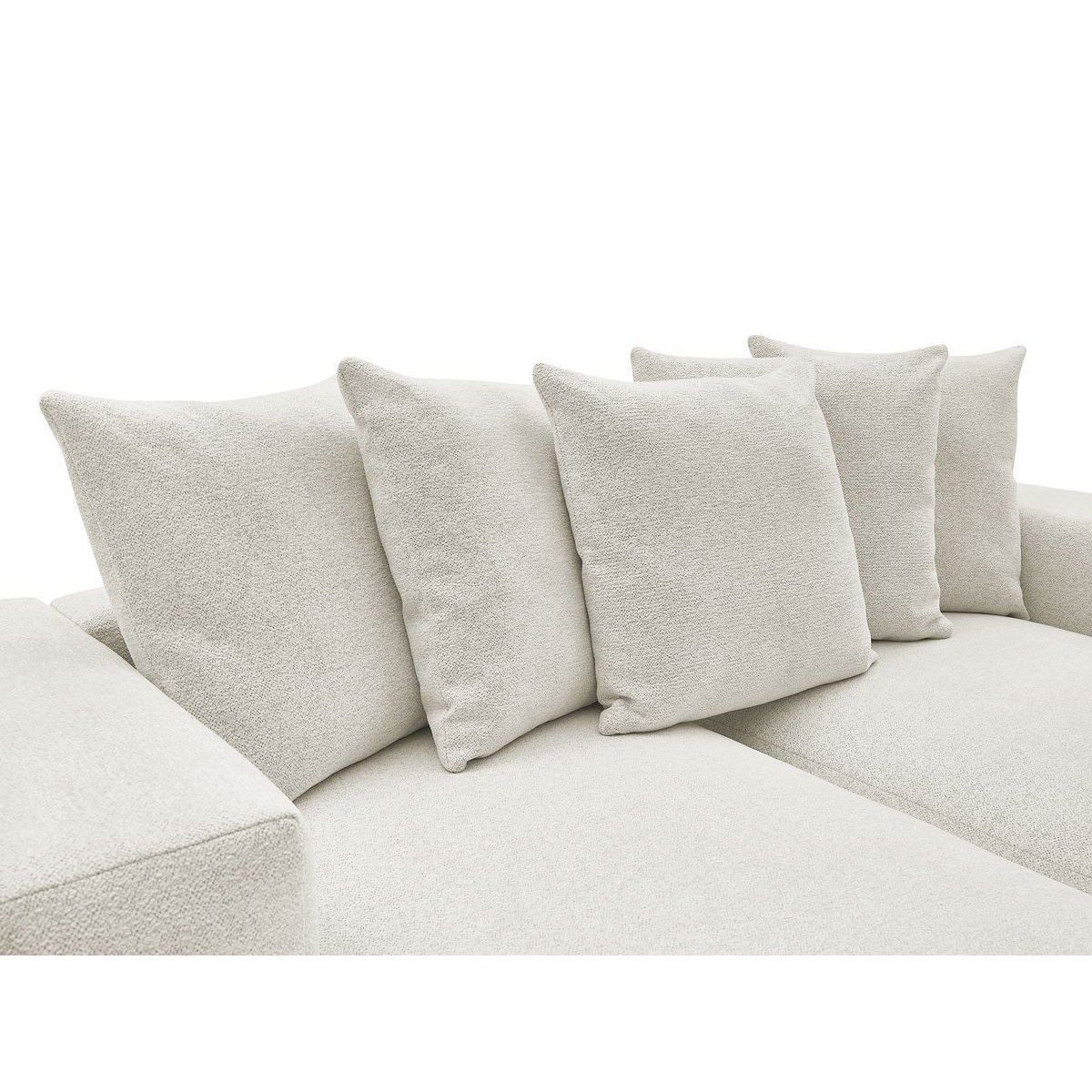 Canapé droit fixe 4 places en tissu chiné, VOLTAIRE blanc, BOBOCHIC