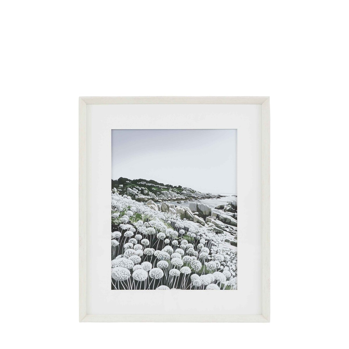 55x65cm Waves and Wild Flowers I Framed Art white, ÉDITÉ