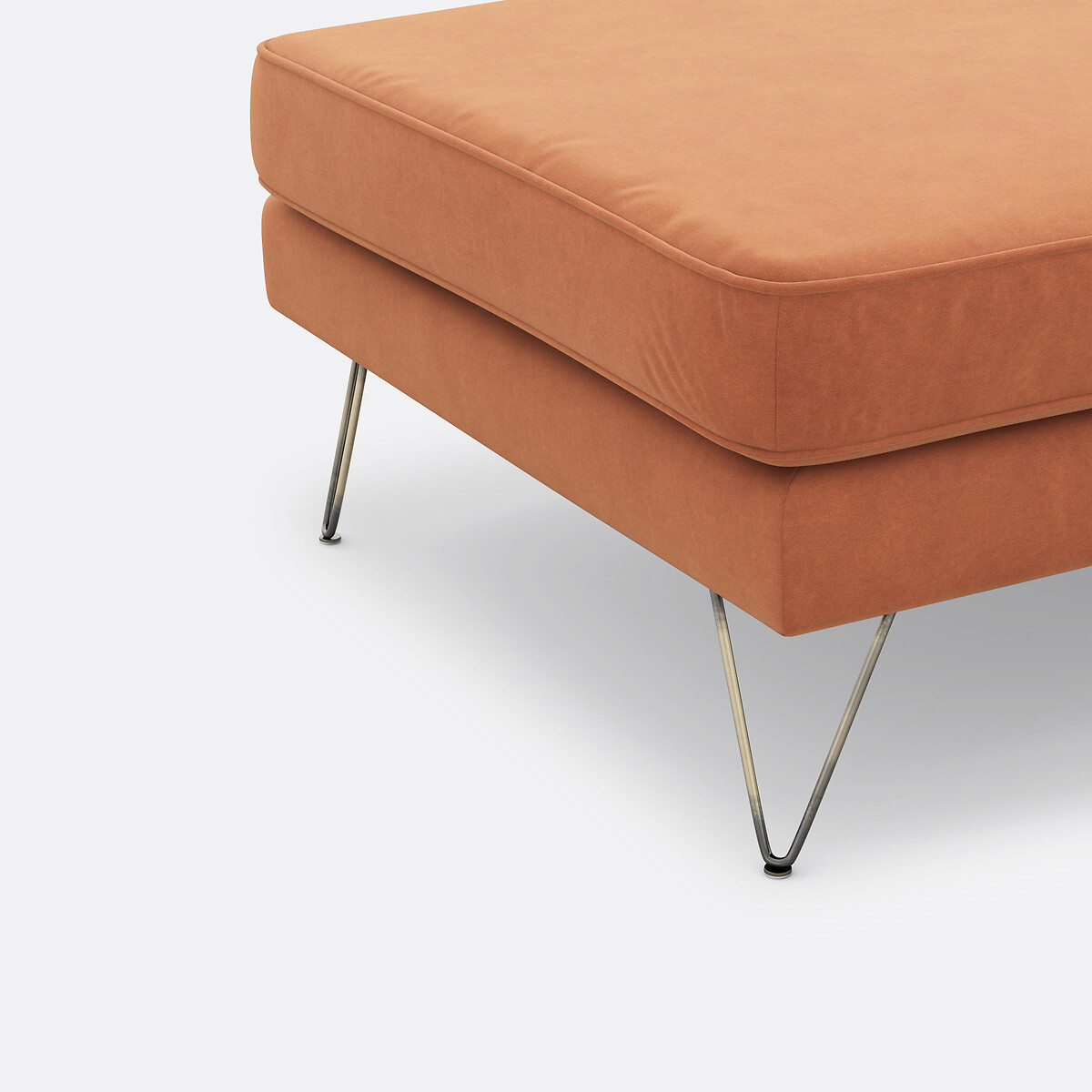 Longchair in fluweel Topim tabak, LA REDOUTE INTERIEURS