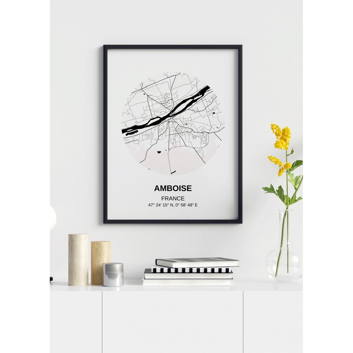 Affiche Carte Amboise blanc, L'AFFICHERIE