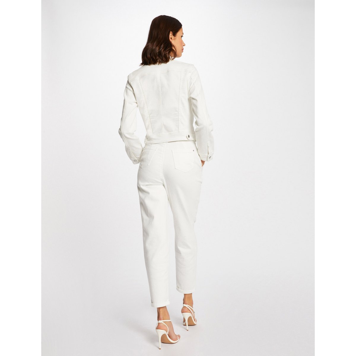 Veste droite boutonnée en jean ecru, MORGAN