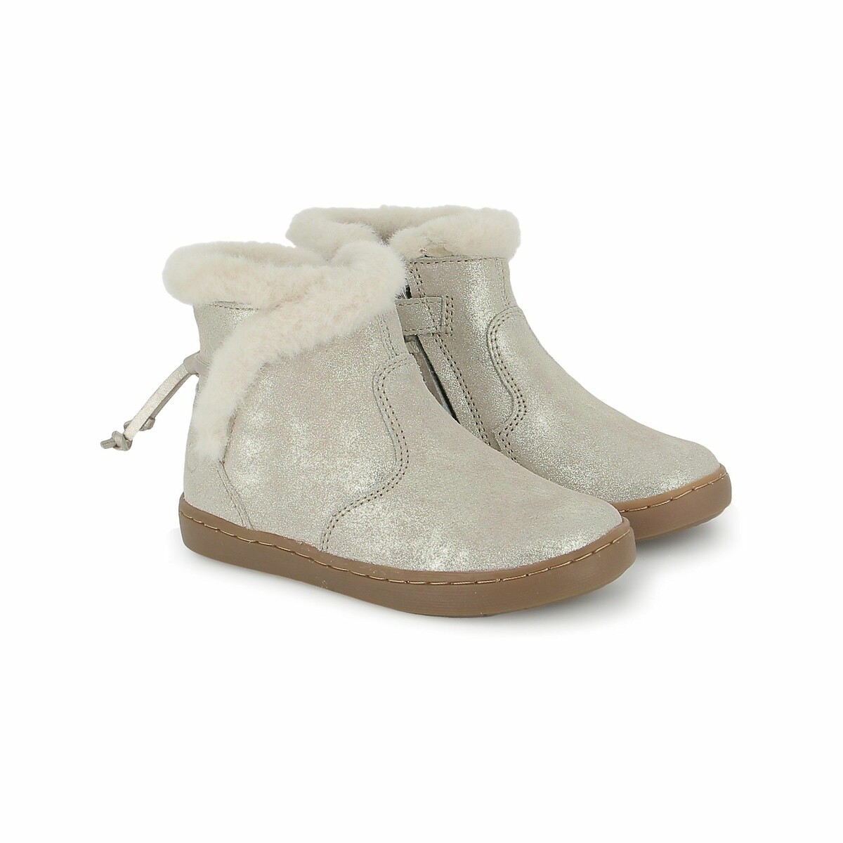 Bottines cuir Play Fur Sweet doré, SHOO POM