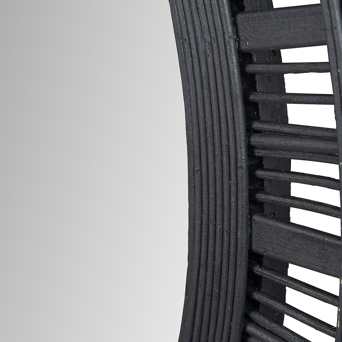 90cm Black Bamboo Frame Round Wall Mirror black, SO'HOME