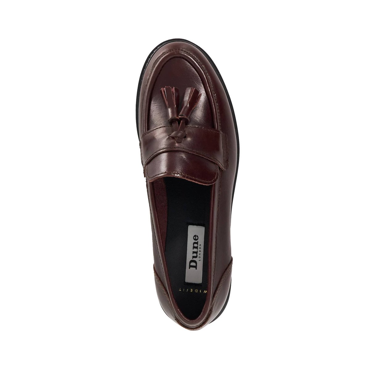 Mocassins en cuir à pampilles et semelle crantée coupe large - Wide Fit GRACELYN burgundy-leather, DUNE LONDON