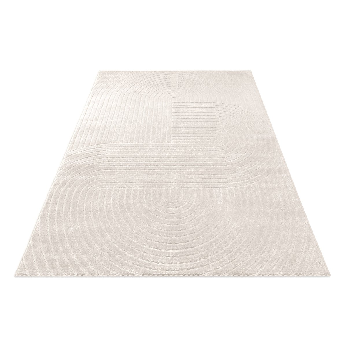 WECONhome Bacalar, tufté, tapis poils courts, motif rayures moderne, facile d'entretien, certifié OEKO-TEX® , Bacalar beige crème, WECON HOME