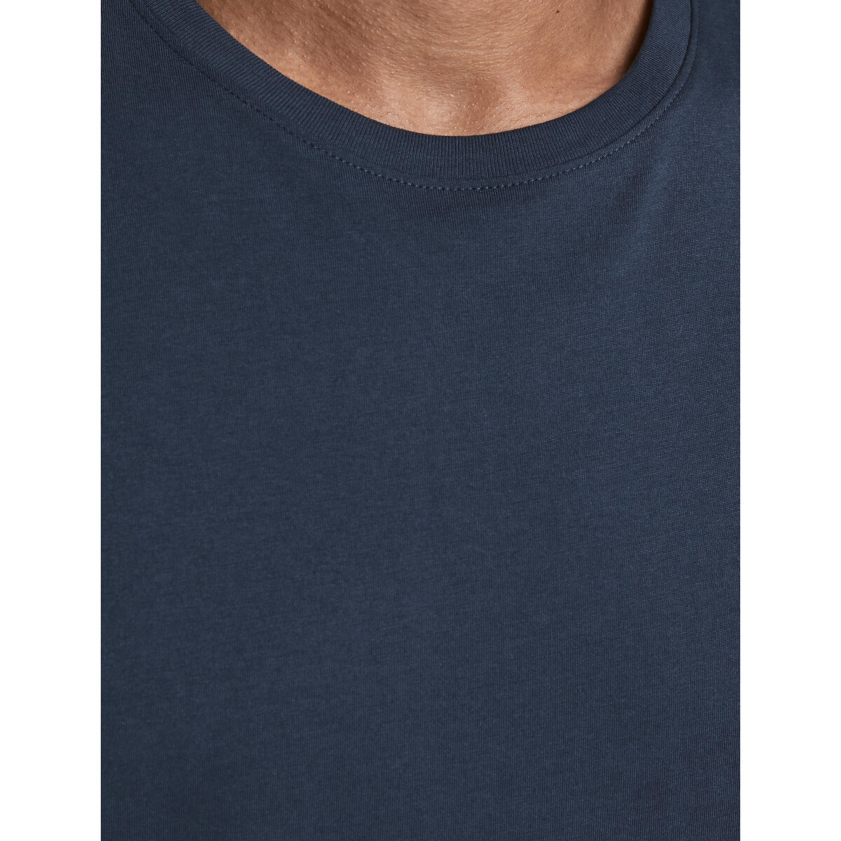 Organic Cotton T-Shirt with Crew Neck navy blue, JACK & JONES