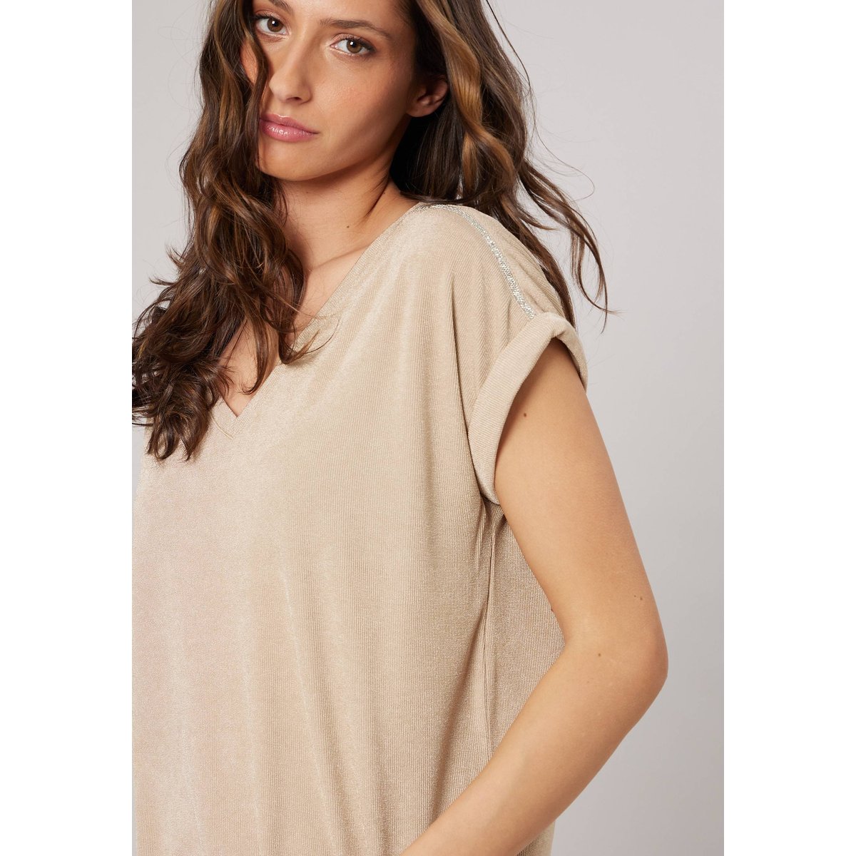 T-shirt fluide femme KRIVIA beige, DEELUXE