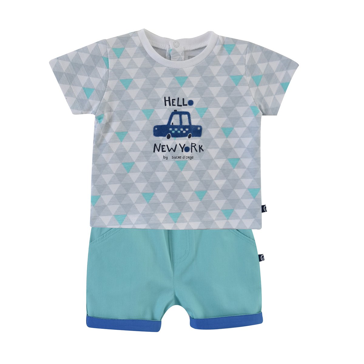 Tee shirt bermuda esteban bebe bleu, SUCRE D'ORGE