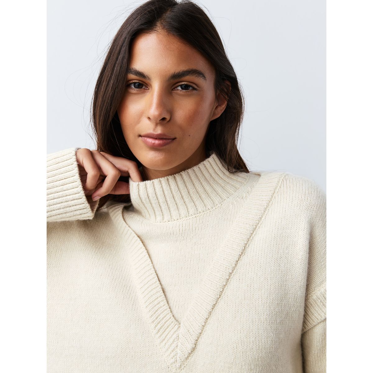 Pull en laine et effet superposé écru, NEXT