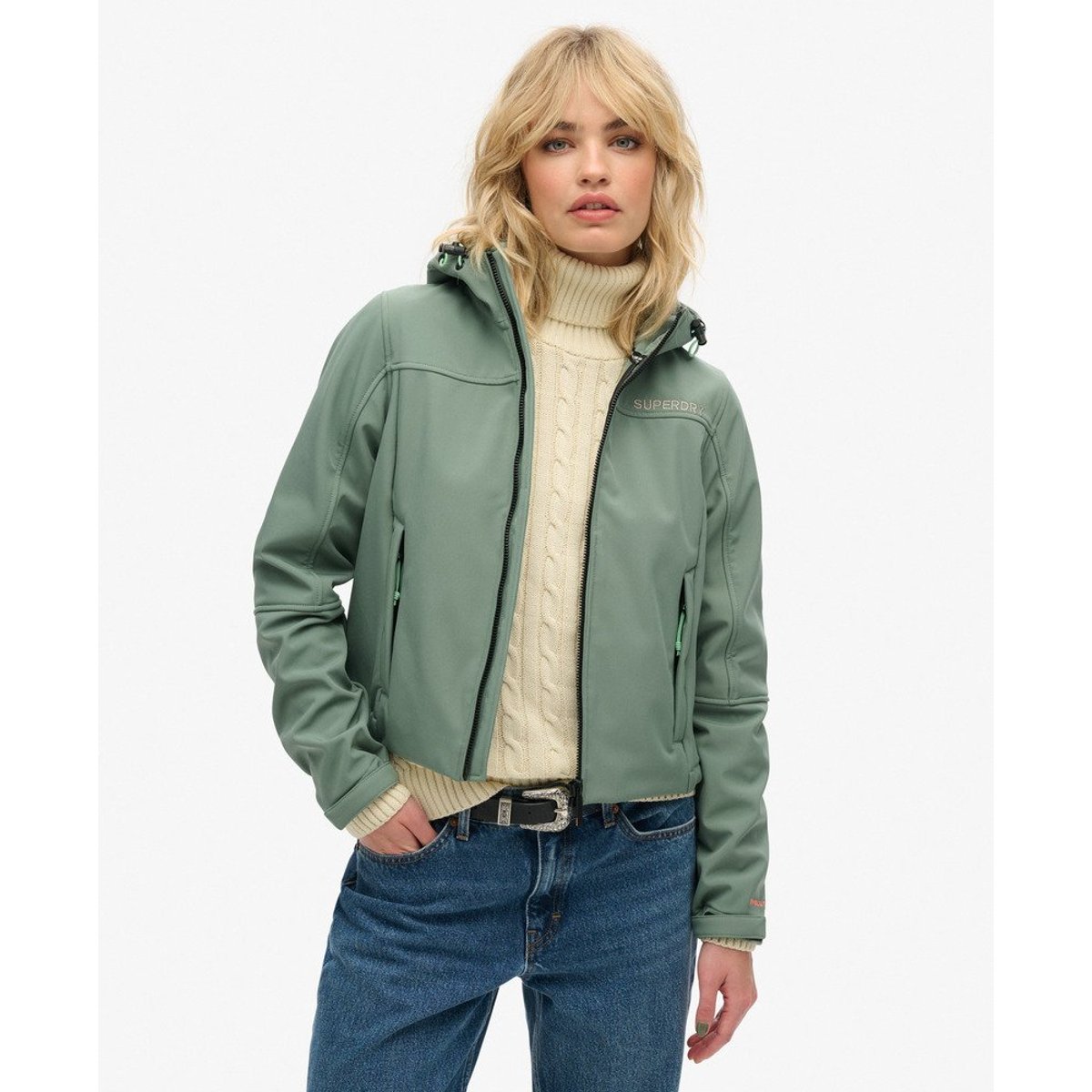 Veste à capuche Softshell Trekker kaki laurier, SUPERDRY