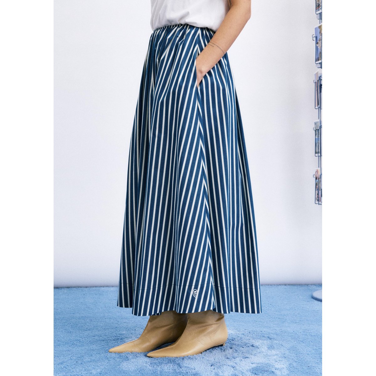 Jupe Kimolos en coton KIMOLOS bleu petrole, FRNCH