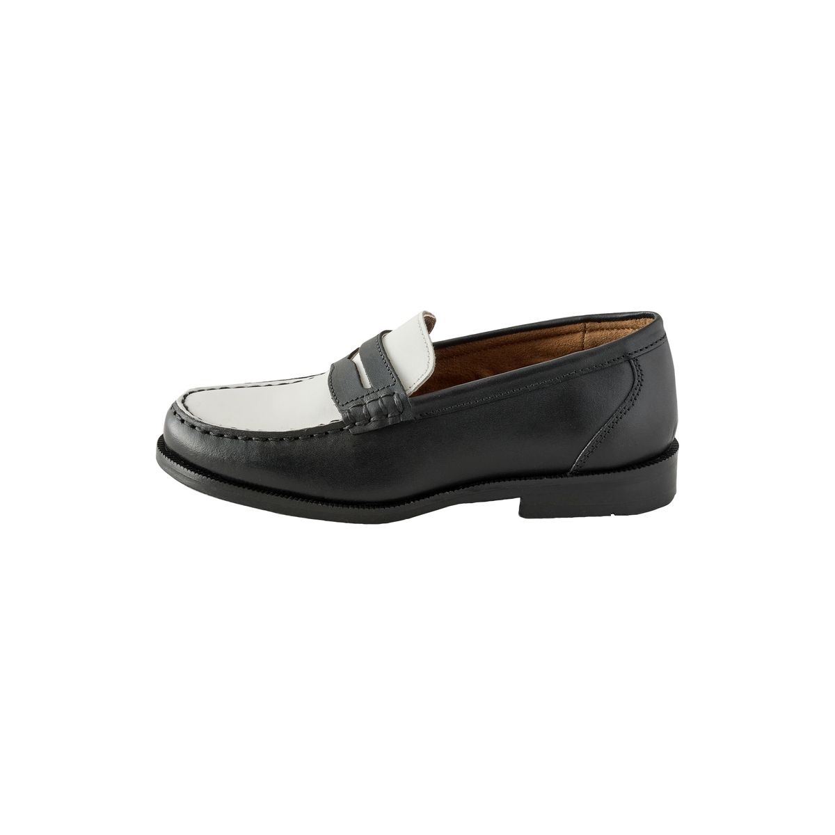 Mocassins habillés en cuir noir/blanc, NEXT