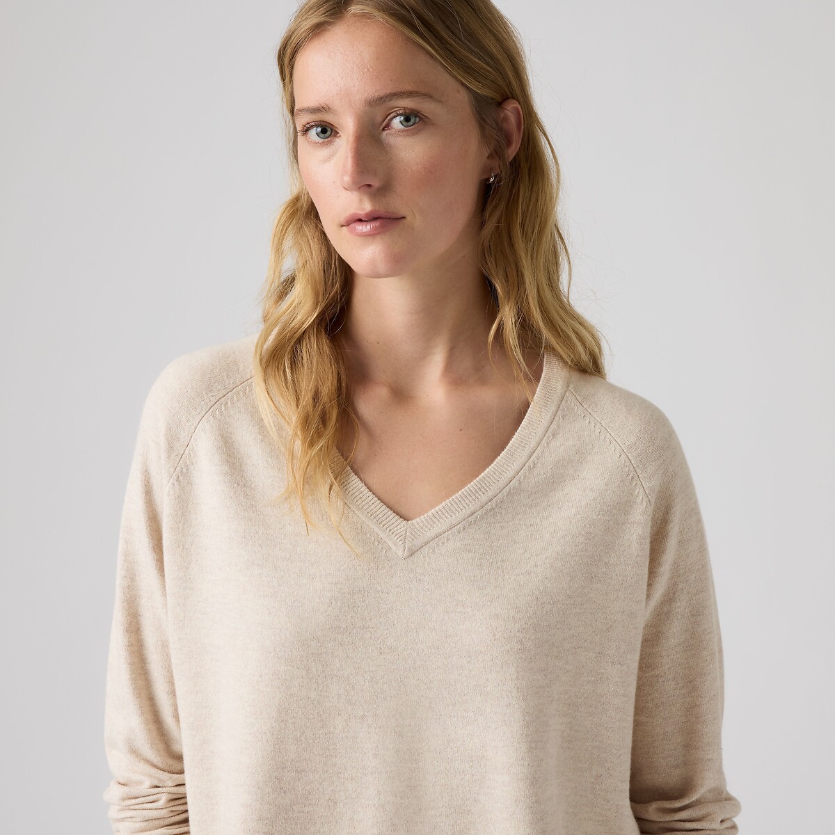 Pull col V manches longues ecru, LEVI'S