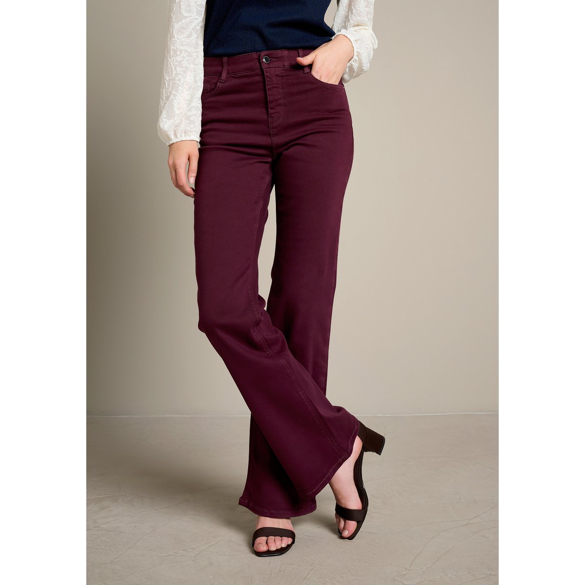 Pantalon bootcut multi-tailles bordeaux wine, LOLALIZA