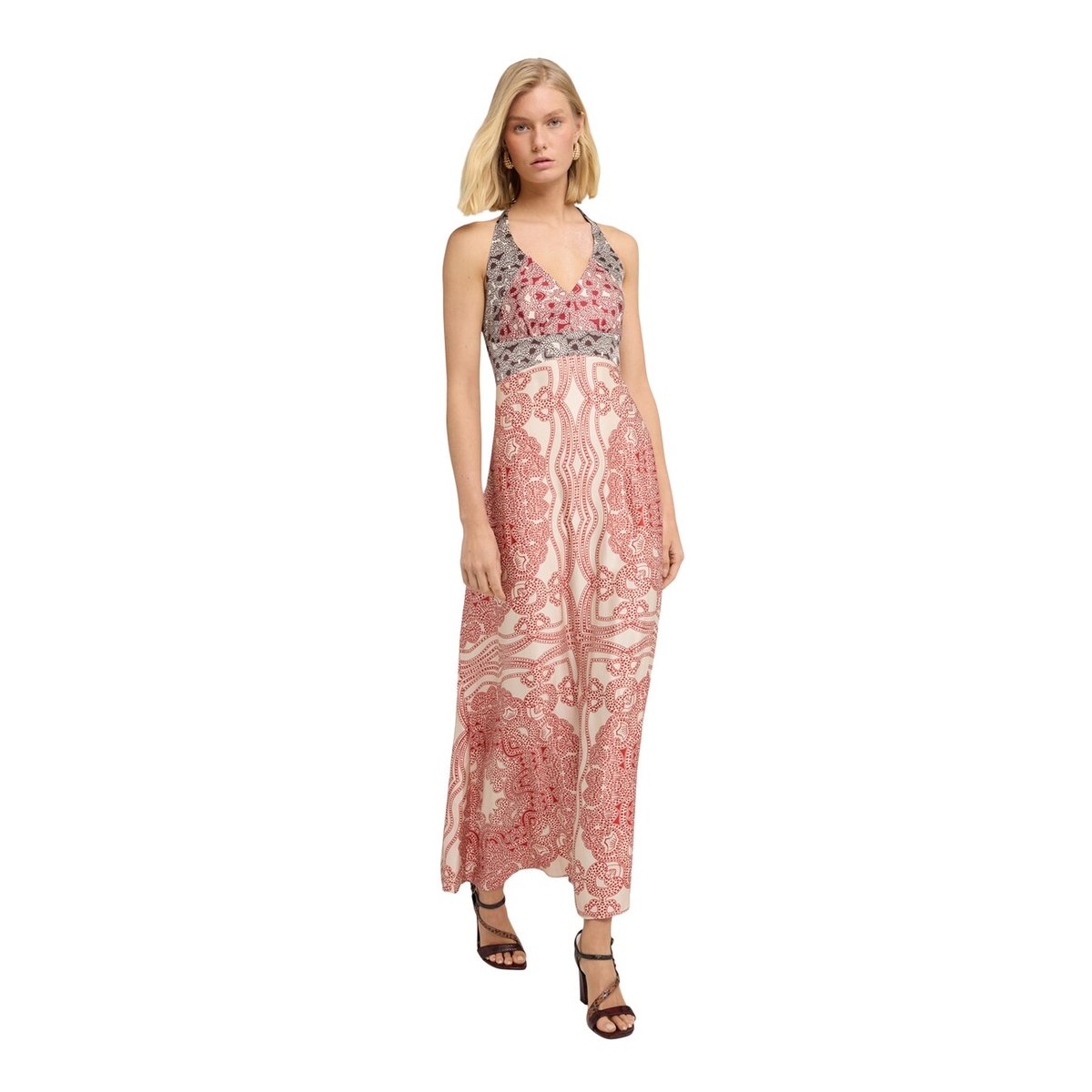 Robe longue imprimé paisley rouge, MOTIVI