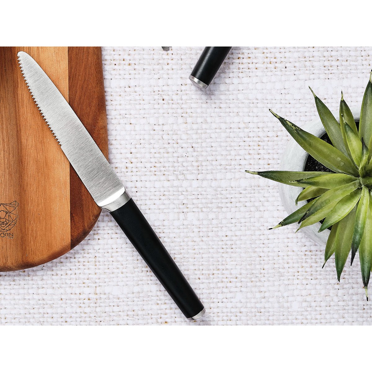 Lot de 6 couteaux à steak en inox, NUDE inox mat et noir mat, BJORN