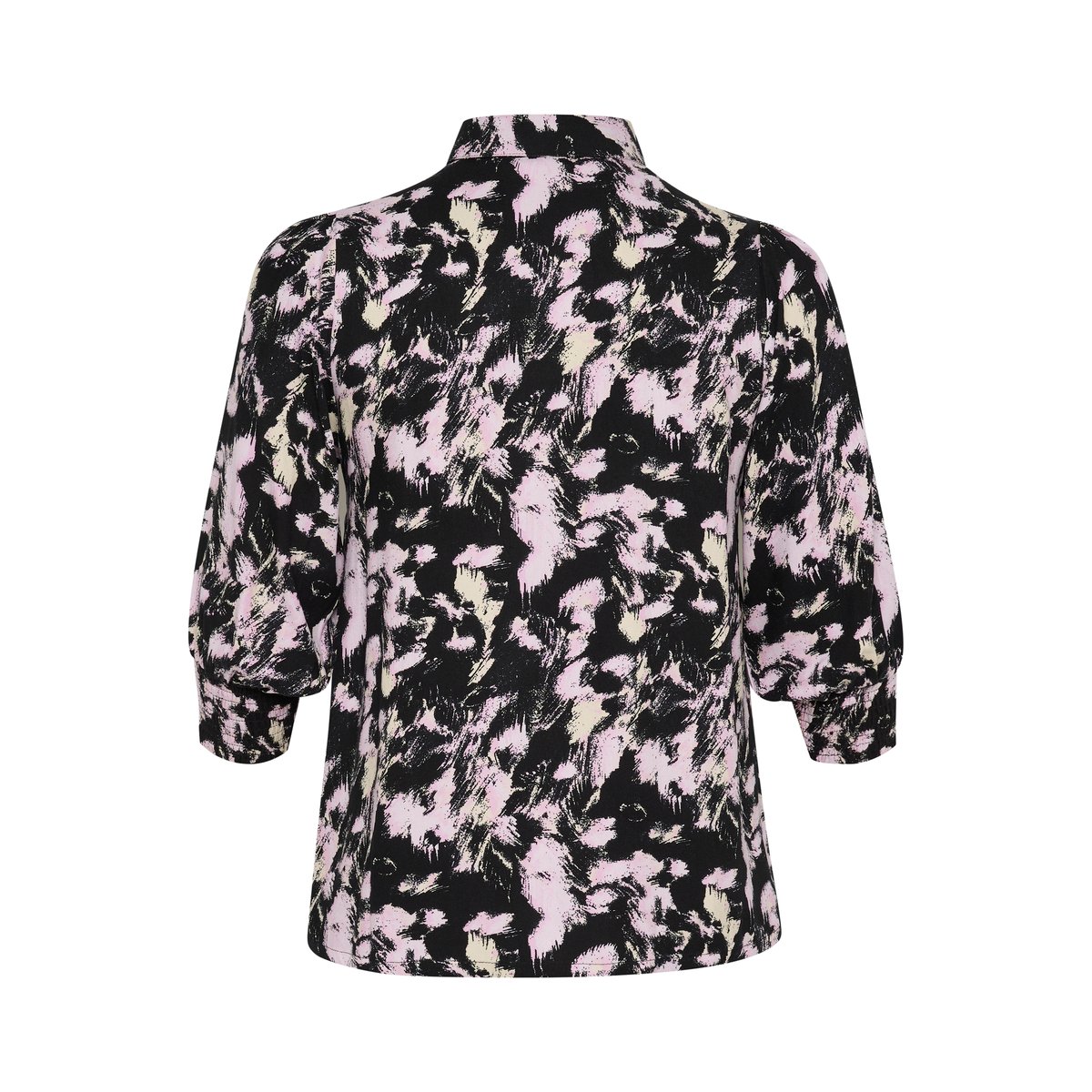 Long sleeved shirt noir/rose graphic strokes, KAFFE CURVE