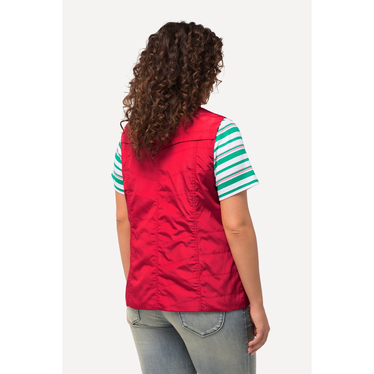 Gilet, coutures fantaisie, col montant rose vif, ULLA POPKEN