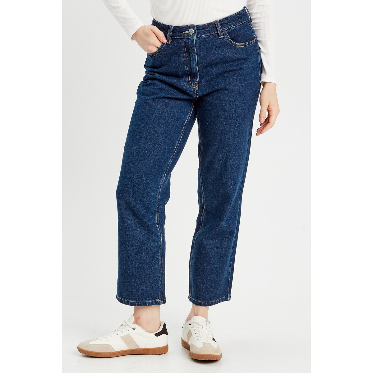 Jeans droit 7/8ème denim brut, CACHE CACHE