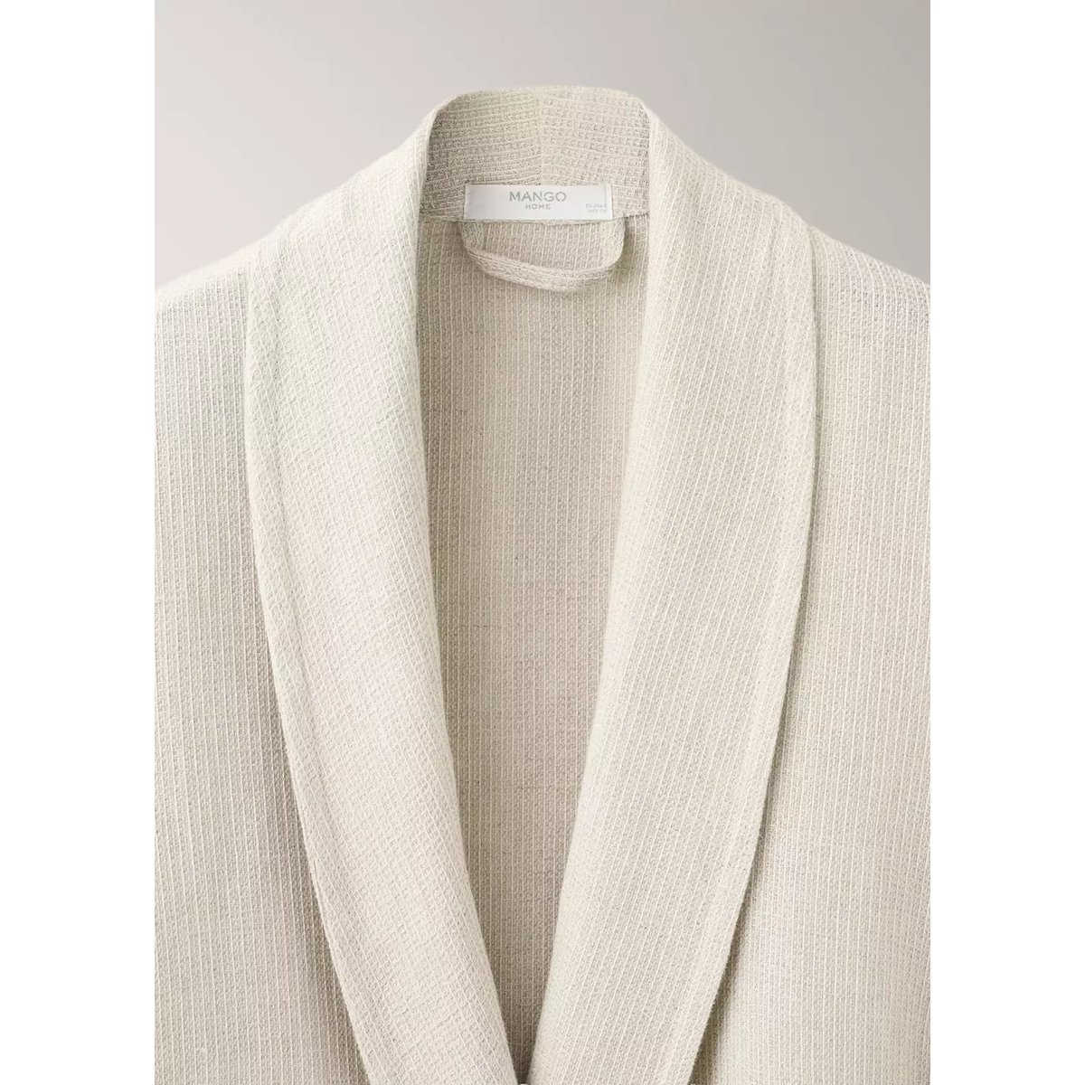 Peignoir en coton et lin à mini tissage gaufré sable, MANGO HOME