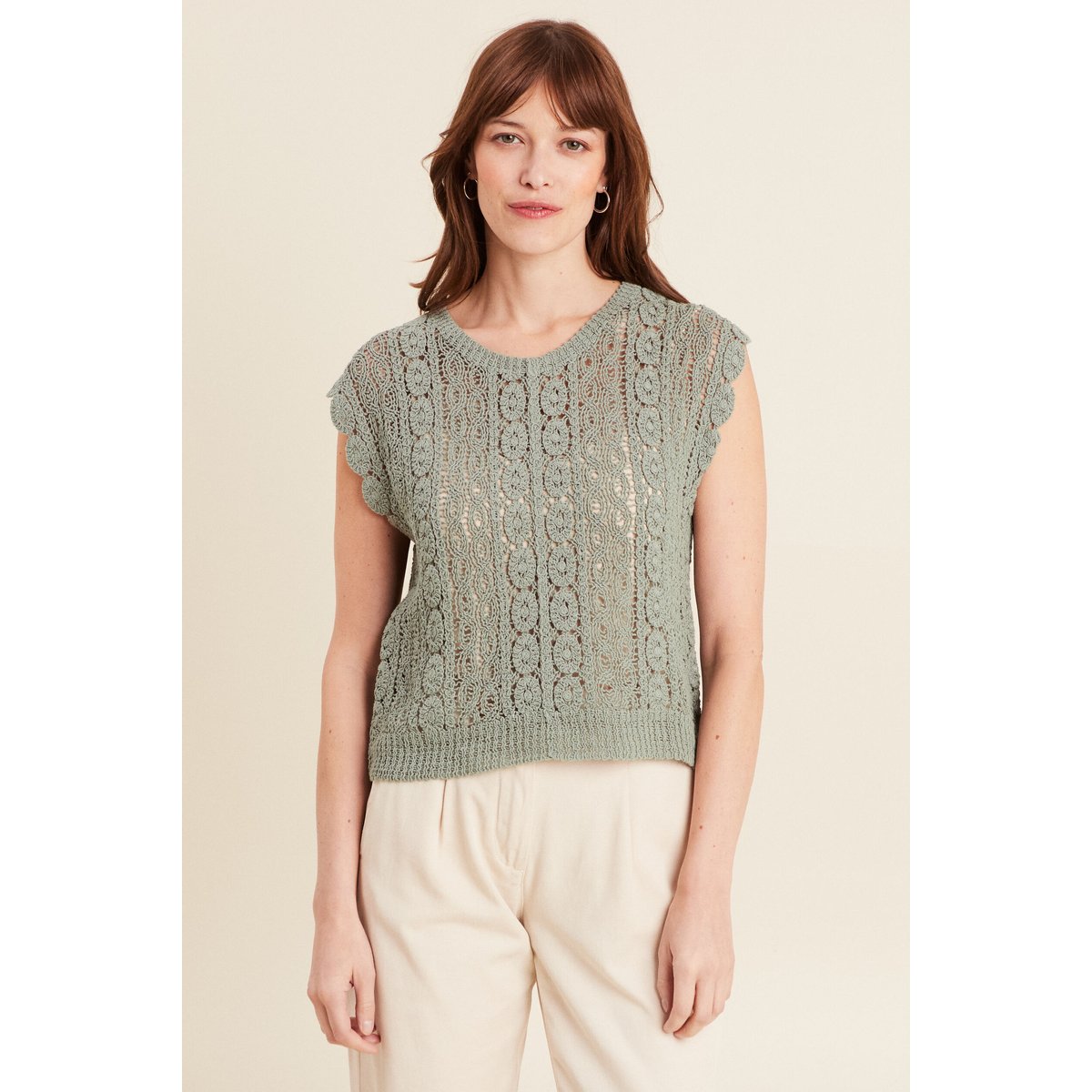 Débardeur macramé vert clair, BREAL