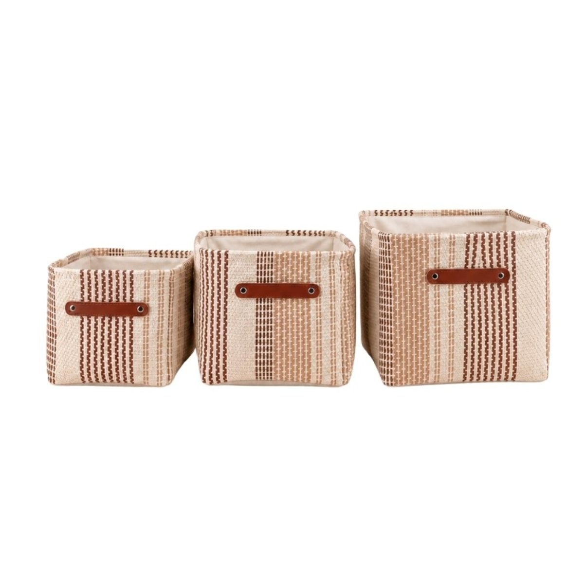 Set de 3 paniers rectangulaire en corde de papier beige, ORNAMI
