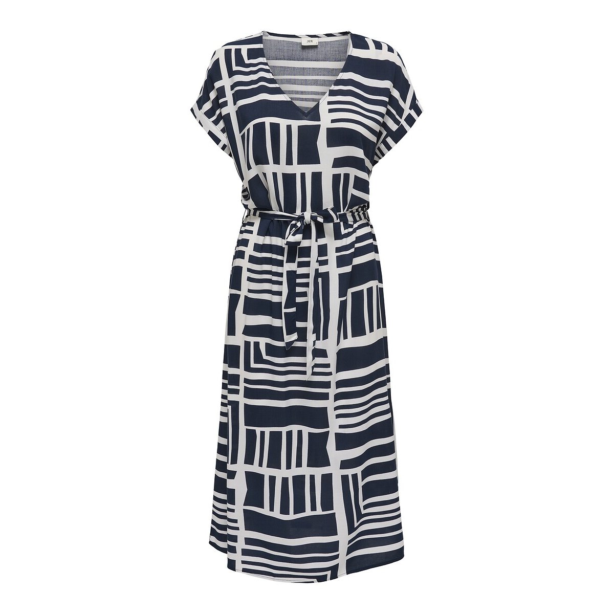 Printed Midi-Length Dress with Belted Waistband black print, JDY