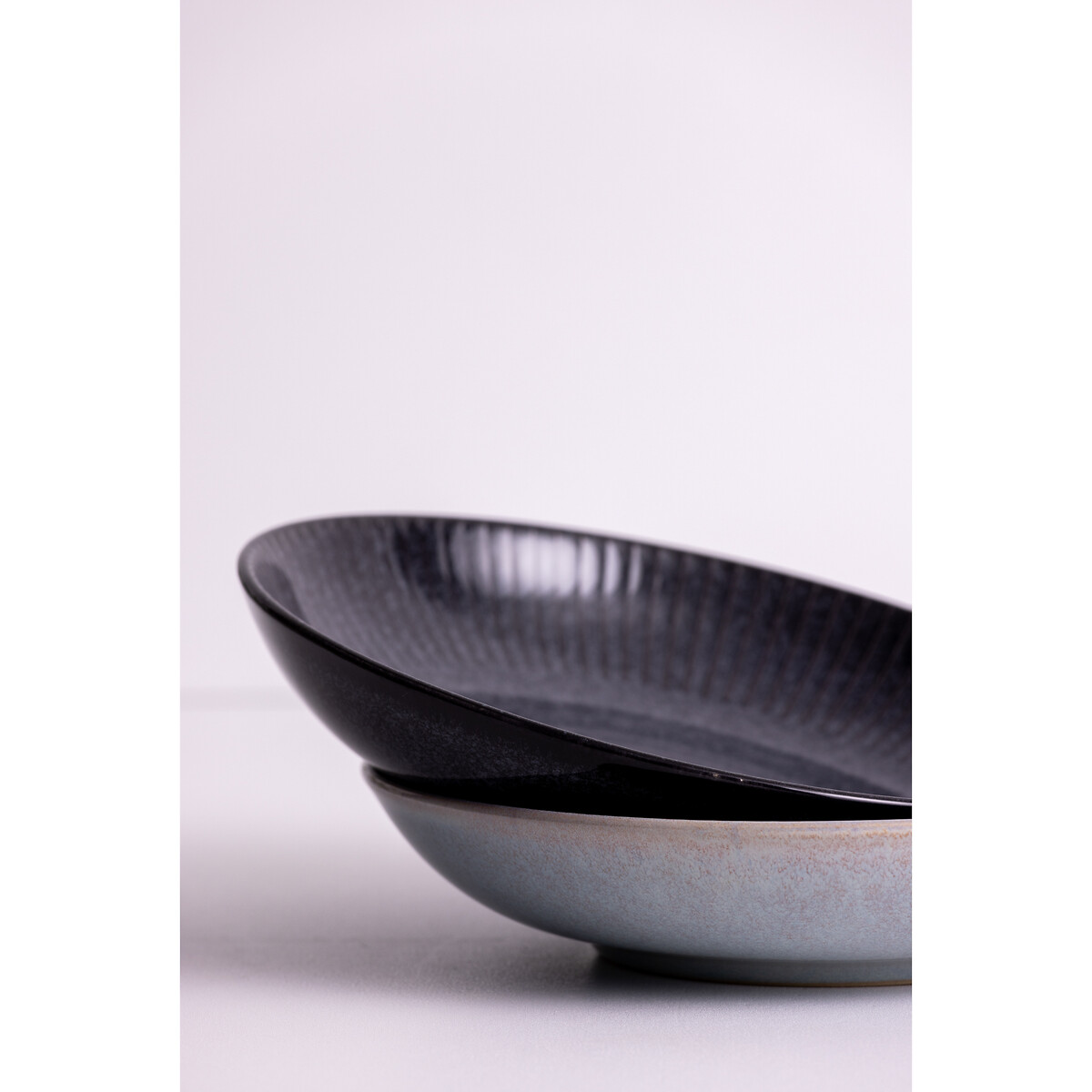 Set of 4 Reactive Linear Pasta Bowls black, MASON CASH