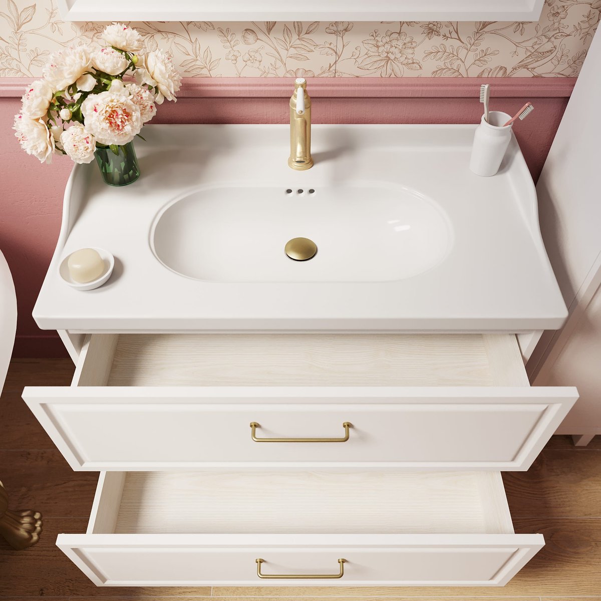 Plan vasque en céramique, CHARM blanc, SENSEA