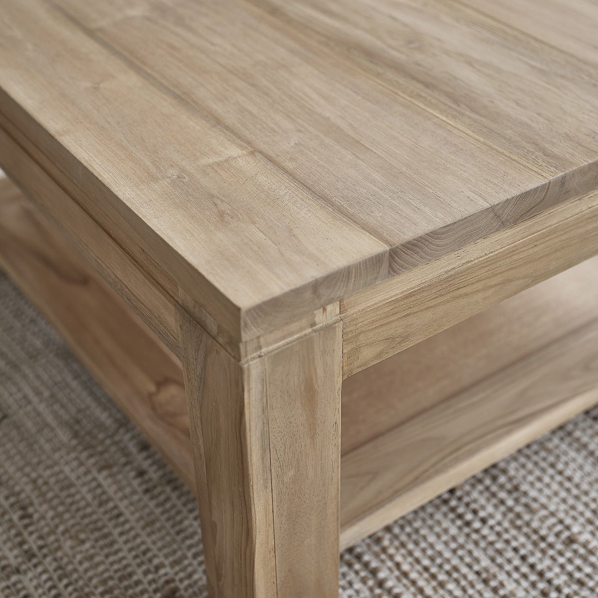 Table basse en bois de teck 80 cm double plateau BOSTON naturel, BERAH GETAH