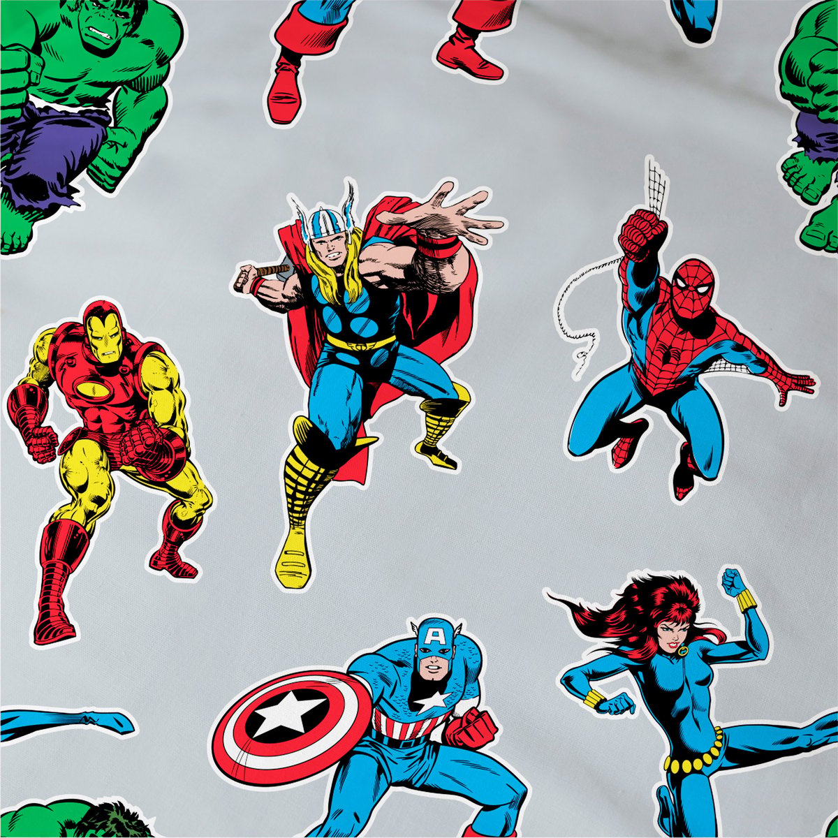 Parure de lit 100% Coton, COMICS HEROES gris, AVENGERS