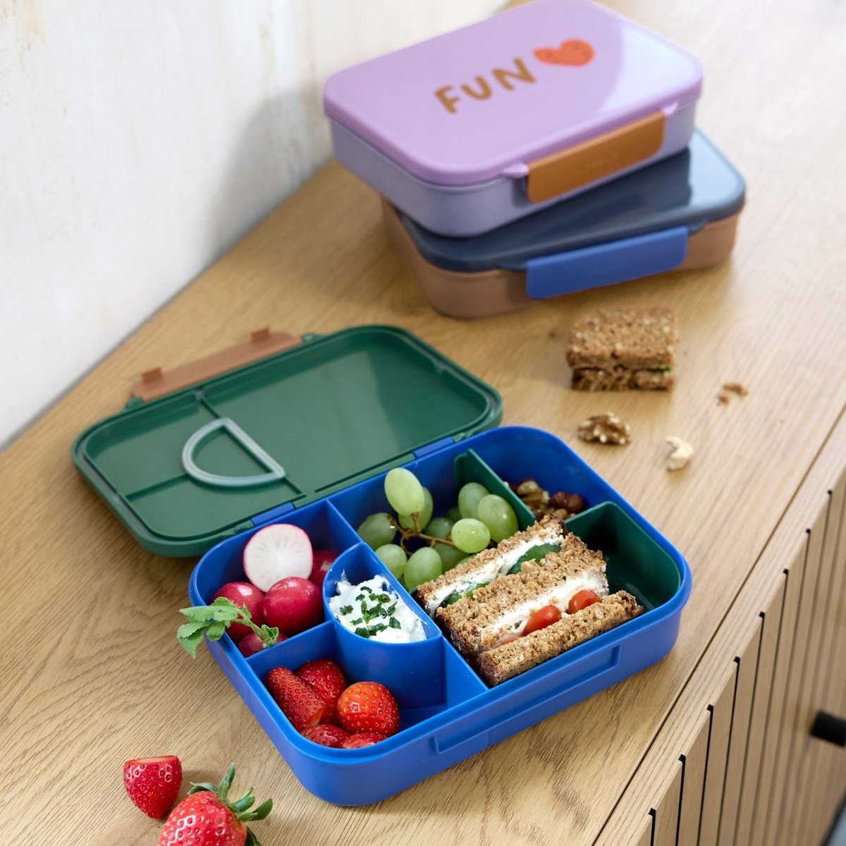 Boîte à goûter Bento Little Gang arc-en-ciel vert, LASSIG