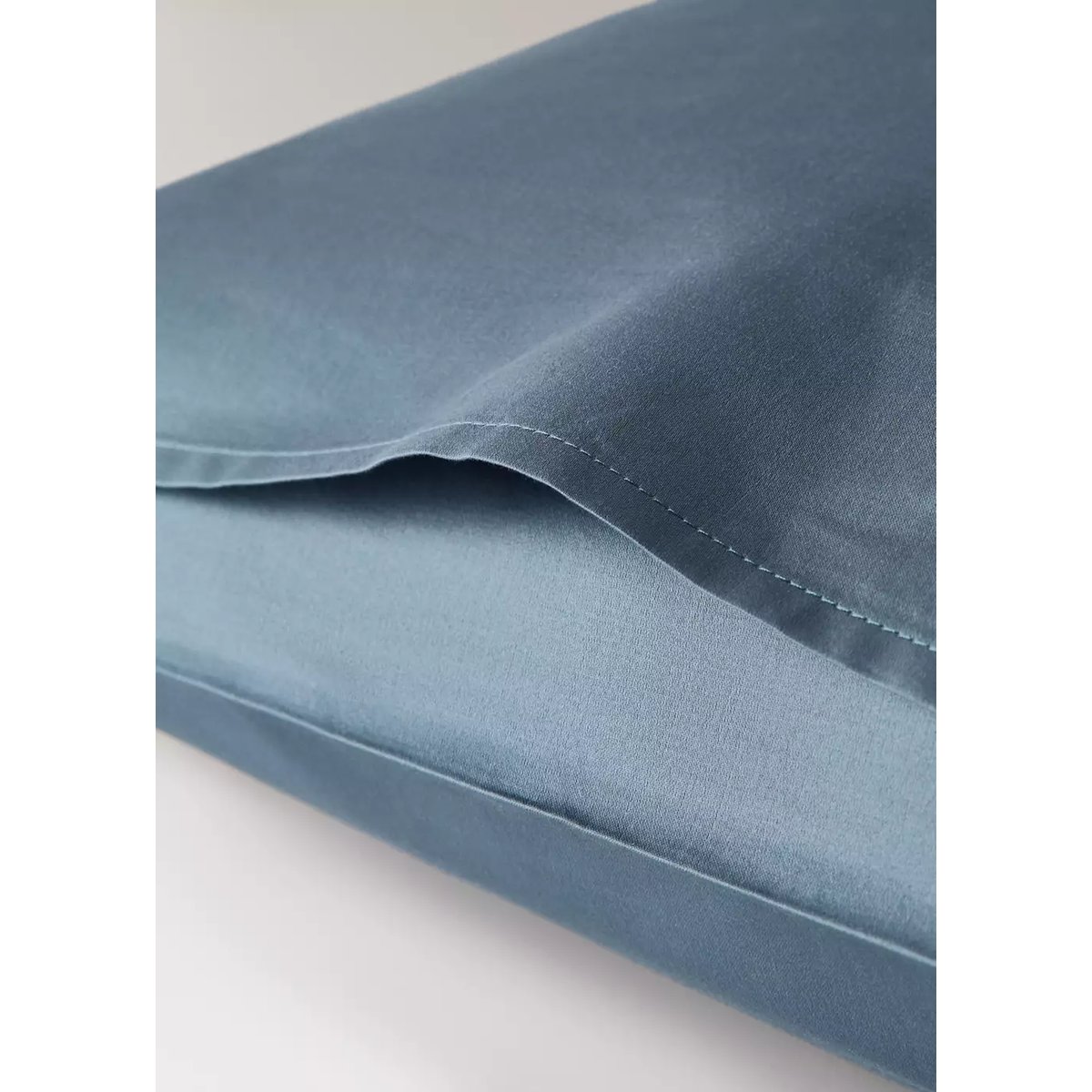 Deux taies d’oreiller coton satin 600 fils 50x75 cm bleu, MANGO HOME