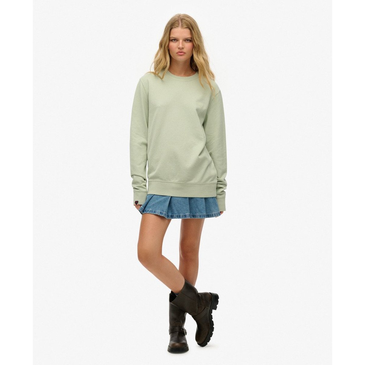Sweat classique oversize Essential gris ardoise, SUPERDRY