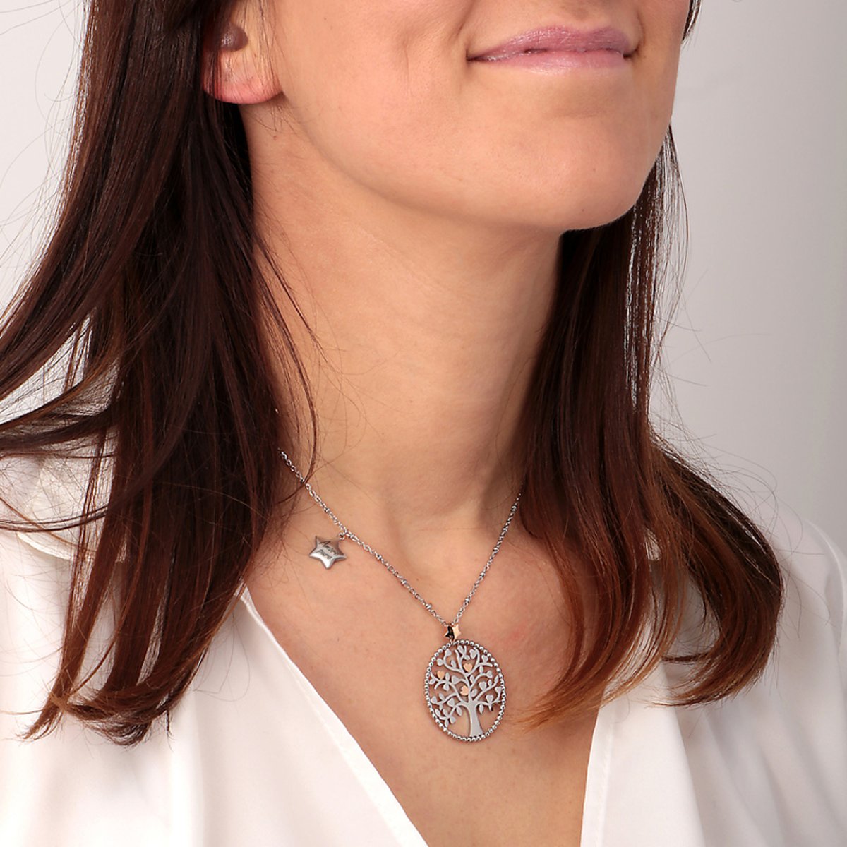 Collier en acier TALISMANI argent, or rose, MORELLATO