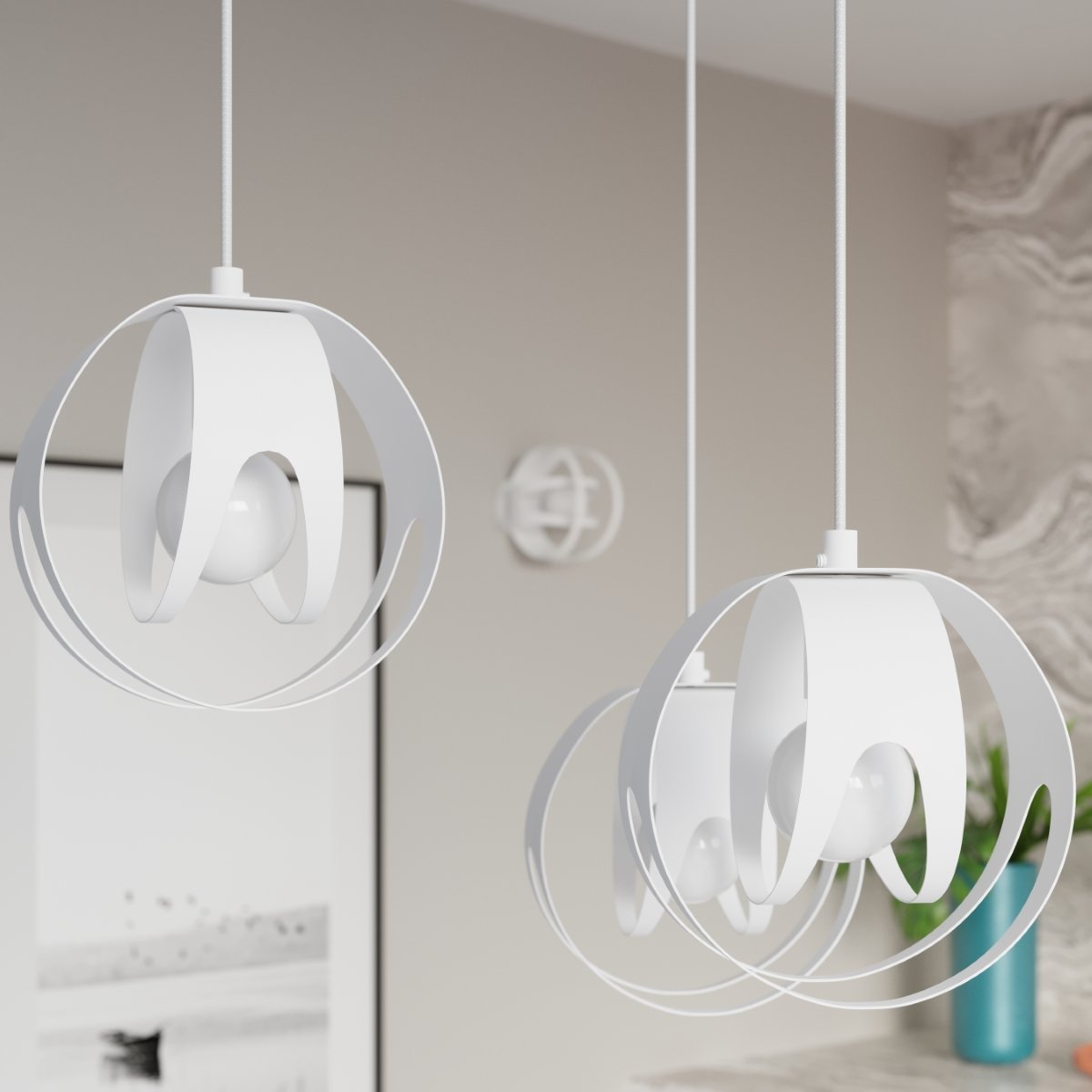 Suspension Acier Blanc E27 1 Tulos blanc, EDEN