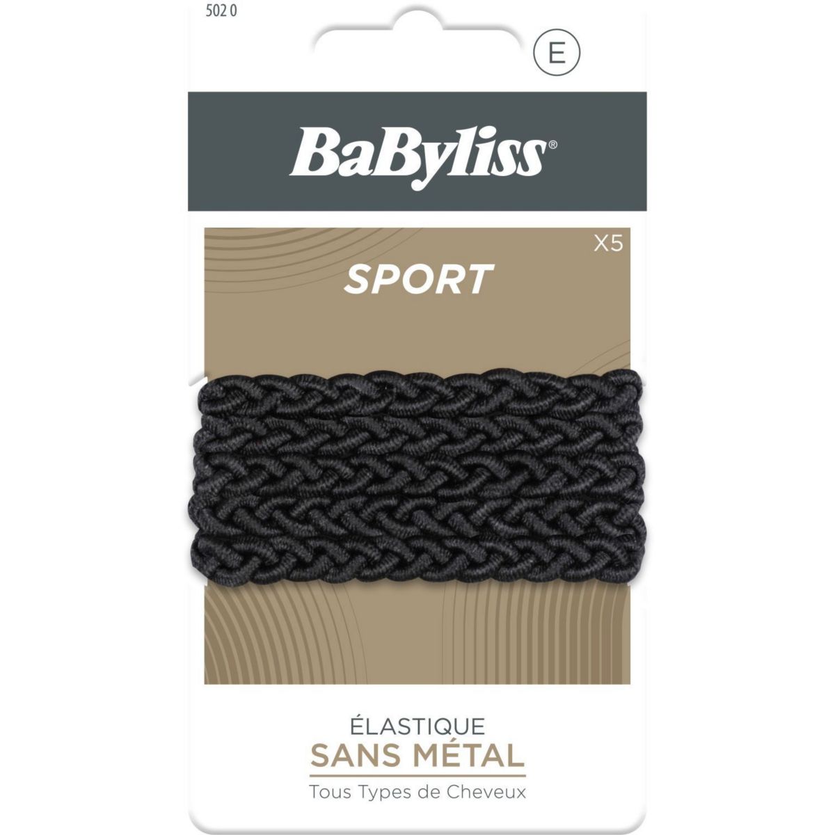 Elastique cheveux sans métal X5 couleur unique, BABYLISS