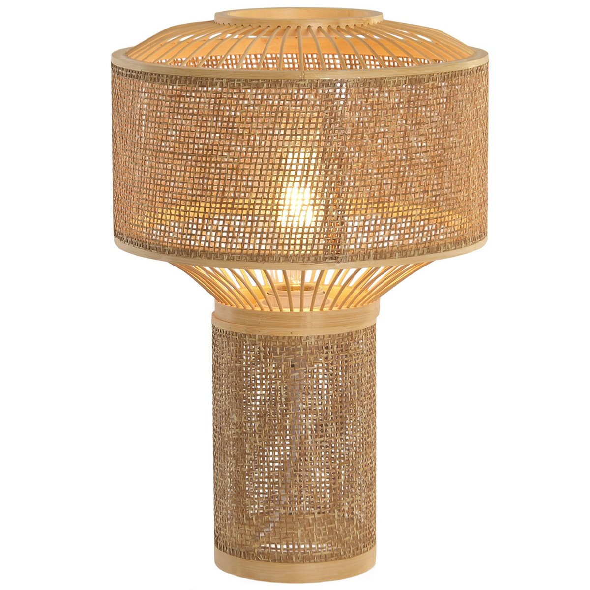 Lampe à poser naturelle bambou et rotin 26x26x40cm bois, WADIGA
