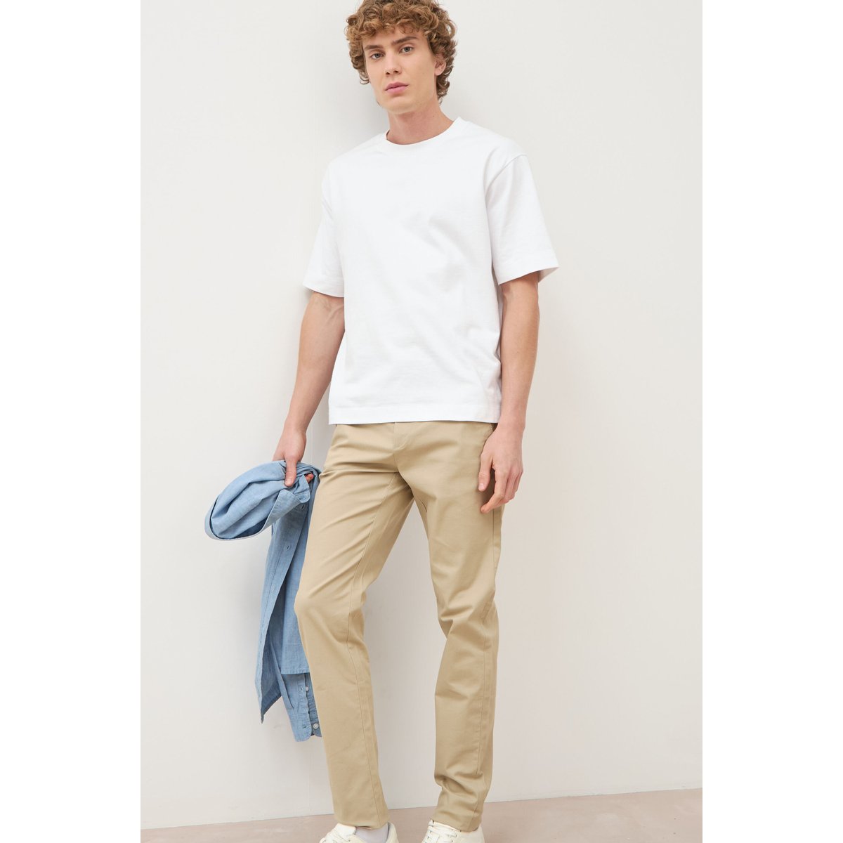Pantalon chino slim beige, BONOBO