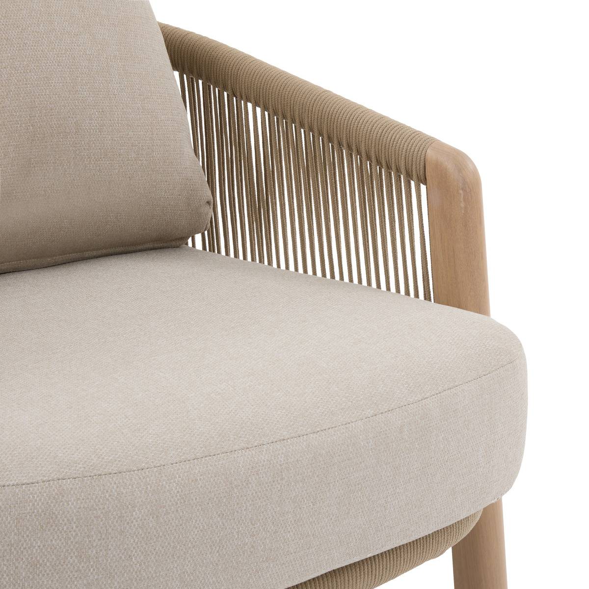 Fauteuil bas de jardin en aluminium et corde tressée NELORA beige, HESPERIDE
