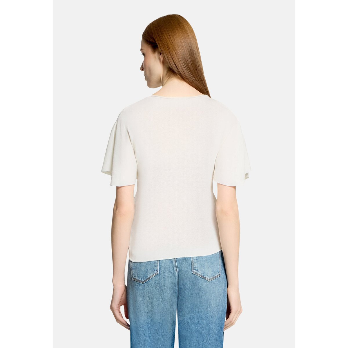 Pull-over en maille à manches à ailettes blanc, CARTOON
