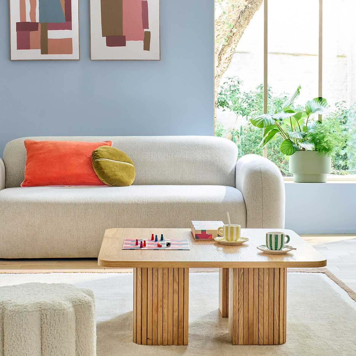 Table basse en plaqué chêne, LATTI coloris chêne, LA REDOUTE INTERIEURS